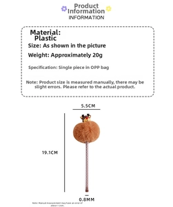 Detail view of a plush reindeer Christmas pen with technical size measurements