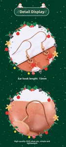 Detail view of S925 sterling silver hooks on Christmas star earrings for parties
