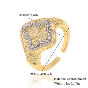 Detail of adjustable copper zircon ring with dimensions and weight 5g 0.17oz display