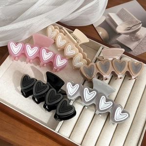 Heart Hair Claw Clip Acetate Large Shark Clip Elegant Macaron Jelly Color Sweet Hair Accessory For Women Strong Hold