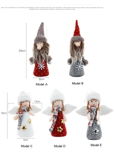 Detail of knitted Christmas gnomes and winged angels with dimensions 18cm to 20cm