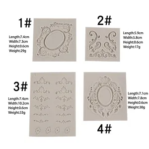 Vintage mirror frame silicone molds for fondant DIY cake decoration in four diverse styles