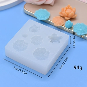 Detailed size specifications for lotus flower and leaf silicone DIY cake fondant mold