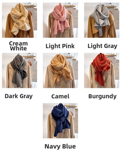 Detailed knit texture and color selection of soft brushed long scarves for women