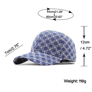 Berretto da baseball in denim con ricamo e dimensioni regolabili da 54-60 cm