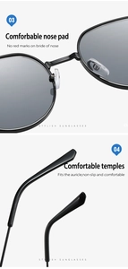 Detail of comfortable silicone nose pads and ergonomic anti-slip temples on black sunglasses
