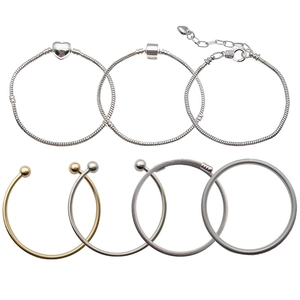 Set of minimalist silver and gold DIY adjustable snake chains and textured bangles