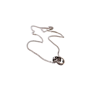 Interlocking ring pendant necklace in silver with sparkling zircon and enamel details