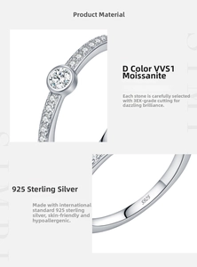 Macro detail of S925 sterling silver ring showing VVS1 Moissanite stone and hallmarks