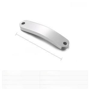 Detailed view of 25x5mm curved stainless steel bar connector for DIY jewelry making