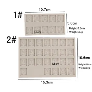 Moules en silicone pour gâteaux avec lettres et chiffres rayés pour décors en fondant