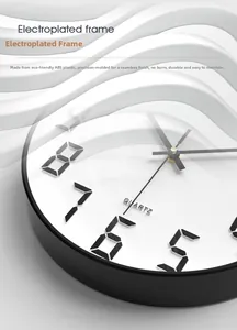Nahaufnahme der 12-Zoll-Wanduhr mit ABS-Rahmen und präzisem Quarzuhrwerk