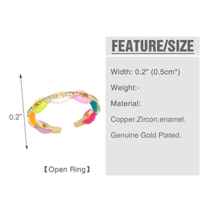 Detail view of colorful enamel pig nose ring with dimensions and material specs