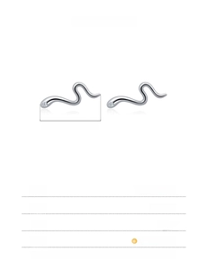 Macro detail of S-shaped 925 sterling silver snake earrings with zircon inlays