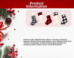 Detail view of knitted Christmas stockings in plaid patterns measuring 18x43 cm