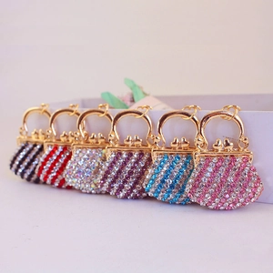 Handbag Keychain Pendant Alloy Rhinestone Crystal Purse Shape Fashion Bag Charm Decoration Gift For Women