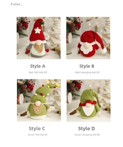 Four styles of handcrafted crochet Christmas gnomes with knitted hats and white beards
