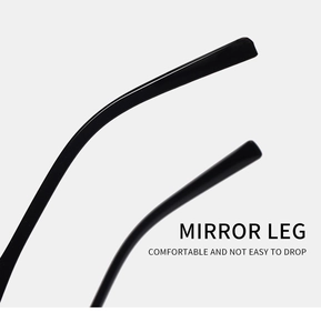 Detail of ergonomic glossy black temple arms for comfortable and secure fit sunglasses