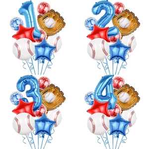 Baseball Theme Birthday Party Decoration Balloons Aluminum Foil And Latex Glove Shape Number Star Sequin Novelty
