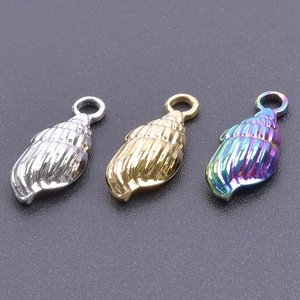Conch shell stainless steel pendants in silver gold and rainbow colors for jewelry making