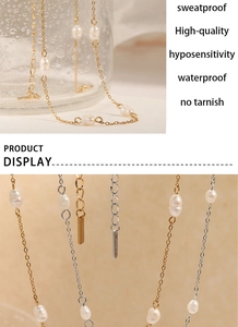 Detail view of gold and silver pearl necklaces with high-quality chain texture