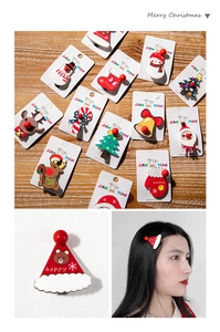 Détails de l'ensemble de barrettes de Noël avec motifs de Père Noël et rennes