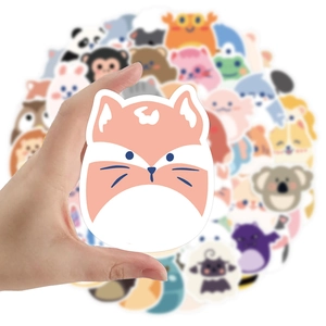 Close-up of a cute cartoon fox sticker from a colorful animal collection for kids