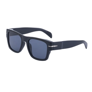 Classic polarized black frame sunglasses for men with silver arrow metal accents