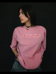 Γυναικείο T-Shirt Βαμβακερό Τυπωμένα Γράμματα Χαλαρή Εφαρμογή Στρογγυλή Λαιμόκοψη Casual Καλοκαιρινό Τοπ Ροζ
