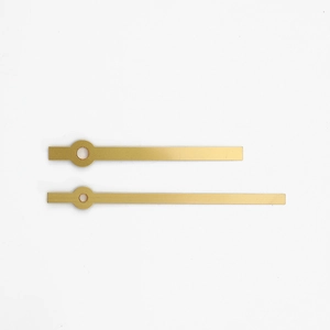 Polished gold aluminum clock hands set with hour and minute needles for quartz repair