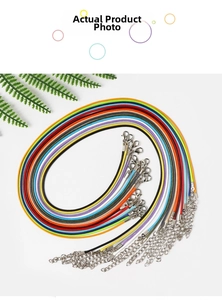 Colorful waxed cord necklace strings with silver lobster clasps and extension chains