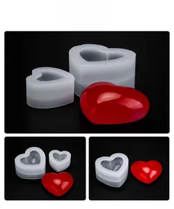 Macro view of translucent heart-shaped silicone molds for resin DIY projects