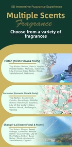 Detailed aromatic profile of Hilton, Encounter and Shangri-La fragrances for atomizers