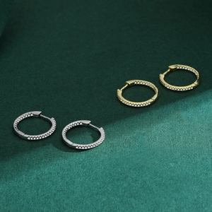 Klassische S925 Sterling Silber Creolen mit Pavé-Kristallen in Gold- und Silberoptik