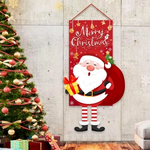 Striscione appeso Buon Natale con Babbo Natale per decorazioni festive della casa