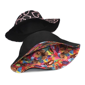Chapeau bob réversible imprimé papillon et chapeau de soleil à motifs cœurs roses pour femmes