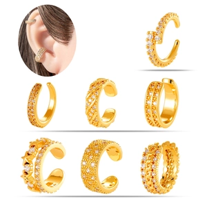 Minimalist Copper U Shaped Ear Cuff Non Pierced Micro Pave Zircon French Style Cartilage Clip For Women