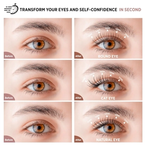 Comparison of Round, Cat, and Natural Eye DIY eyelash clusters in various lengths