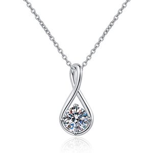 925 sterling silver angel tear necklace with sparkling moissanite infinity pendant