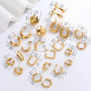 Geometric Hoop Earrings Stainless Steel 18K Gold Plated U Shape French Retro Style Fashion Accessories For Women