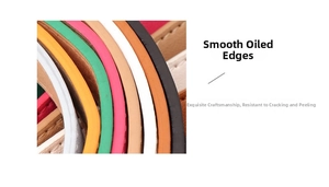 Detail of high-quality leather belts showing precise edge oil finish and manual stitching
