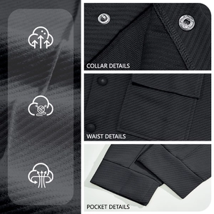 Men's retro black heavy-duty jacquard jacket showing collar, waist and pocket details