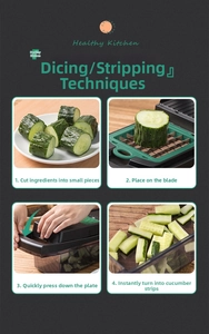 Detailed four-step guide for manual kitchen vegetable slicer with stainless steel blades