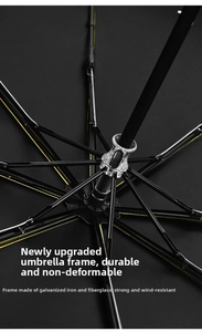Detail showing reinforced electric iron and fiberglass umbrella ribs for wind resistance
