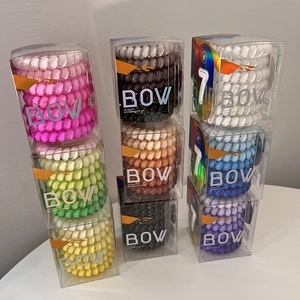 Spiral Telephone Wire Hair Ties Elastic Plastic No Crease Gradient Colorful Boxed Fashion Hair Accessories Women