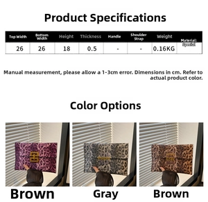Detailed size chart for the leopard print envelope bag showing height and width