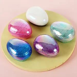 Five-piece starry egg-shaped hairbrush set in multiple colors with ergonomic grip