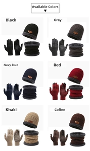 Winter beanie set with neck warmer and touchscreen gloves in six available colors