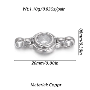 Detailed size and weight specs for the silver copper bracelet clasp with zircon
