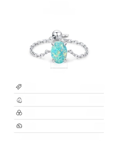 Detailed specs of S925 sterling silver ring with 5x7mm oval blue opal stone